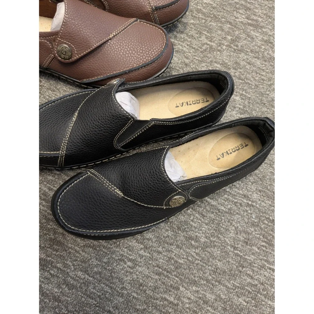 NWOT Terrikat Loafers Bundle Women's 7 Black and Brown Leather Slip On‎